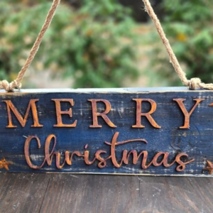 Handcrafted Rustic "Merry Christmas" Wood Sign