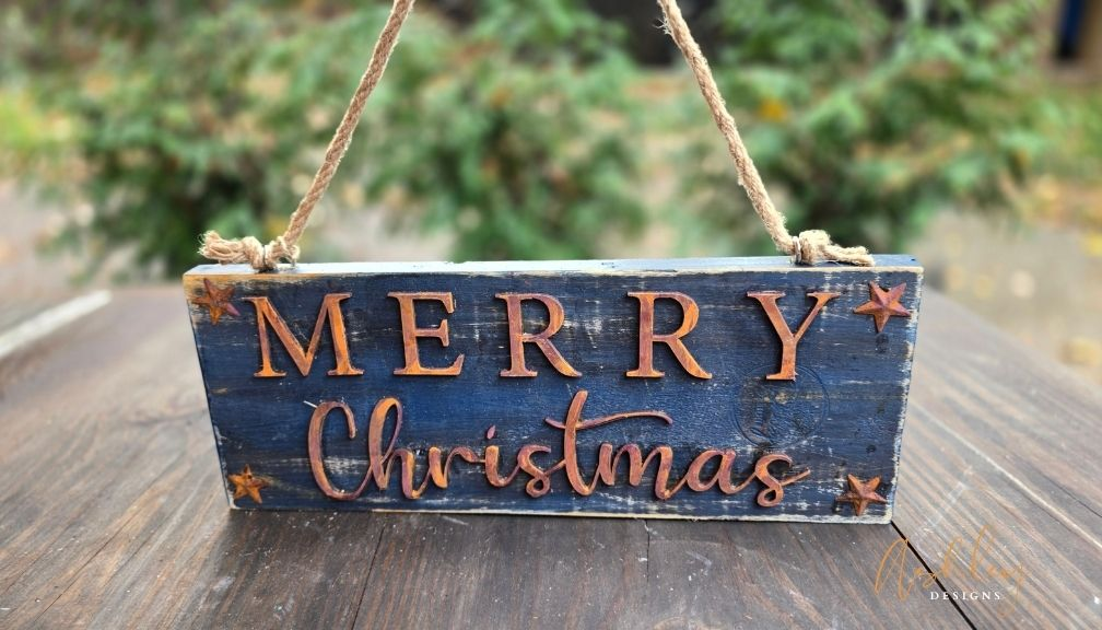 Handcrafted Rustic "Merry Christmas" Wood Sign