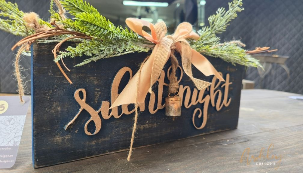 Handcrafted Distressed "Silent Night" Wood Sign - Image 2