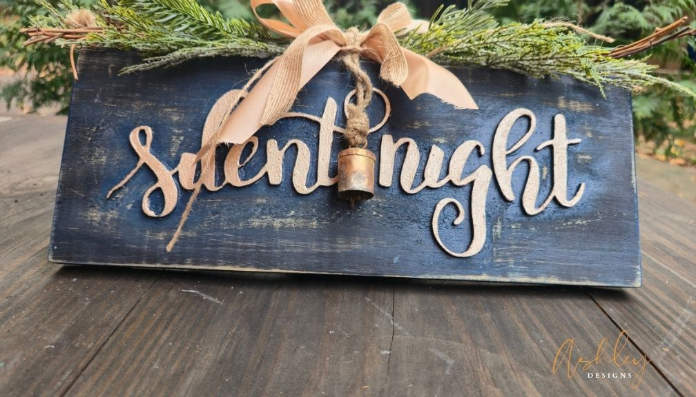 Handcrafted Distressed "Silent Night" Wood Sign