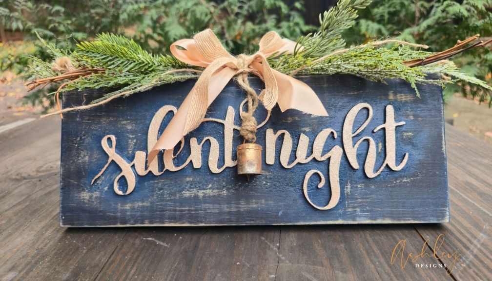 Handcrafted Distressed "Silent Night" Wood Sign - Image 7