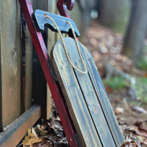 A Second Chance: Handcrafted Holiday Sled made from Hurricane Helene salvaged wood fencing