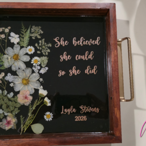 Custom Pressed Flower Serving Tray | Personalized Botanical Keepsake Tray